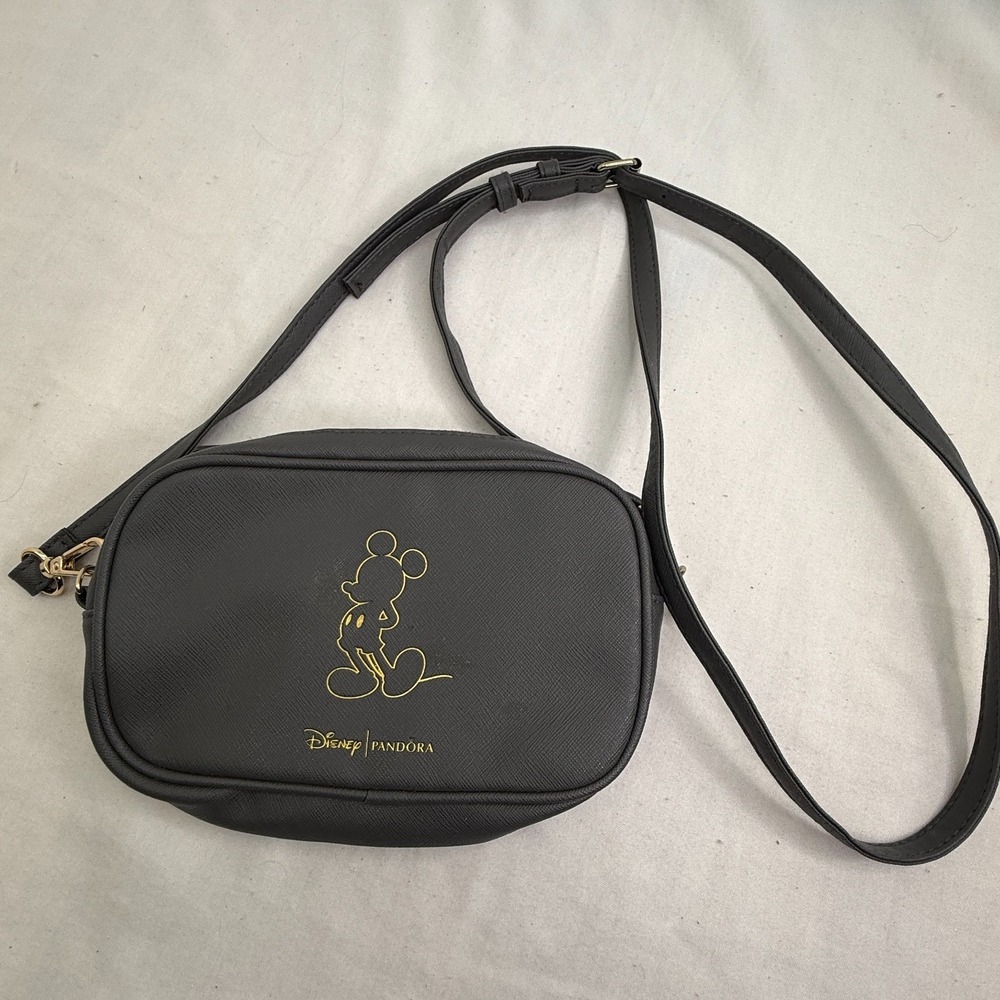 Disney Pandora Mickey Grey Gray Crossbody Mini Clutch Purse Bag Wristlet Strap